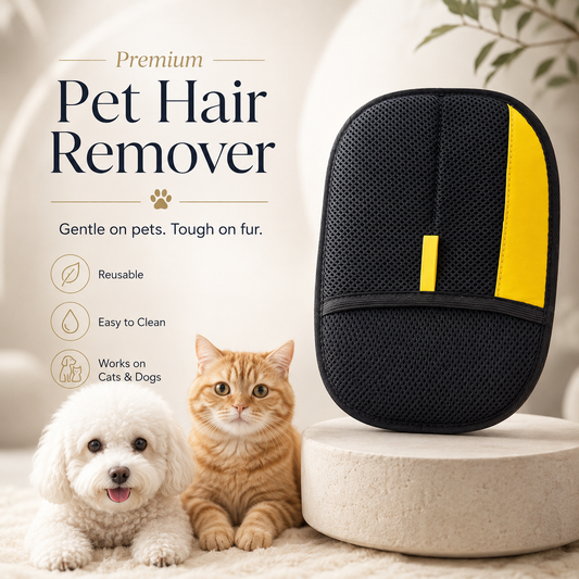 Electrostatic Pet Hair Removal Glove - Black & Yellow