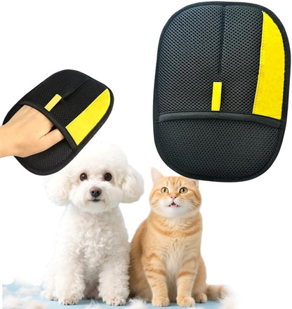 Electrostatic Pet Hair Removal Glove - Black & Yellow