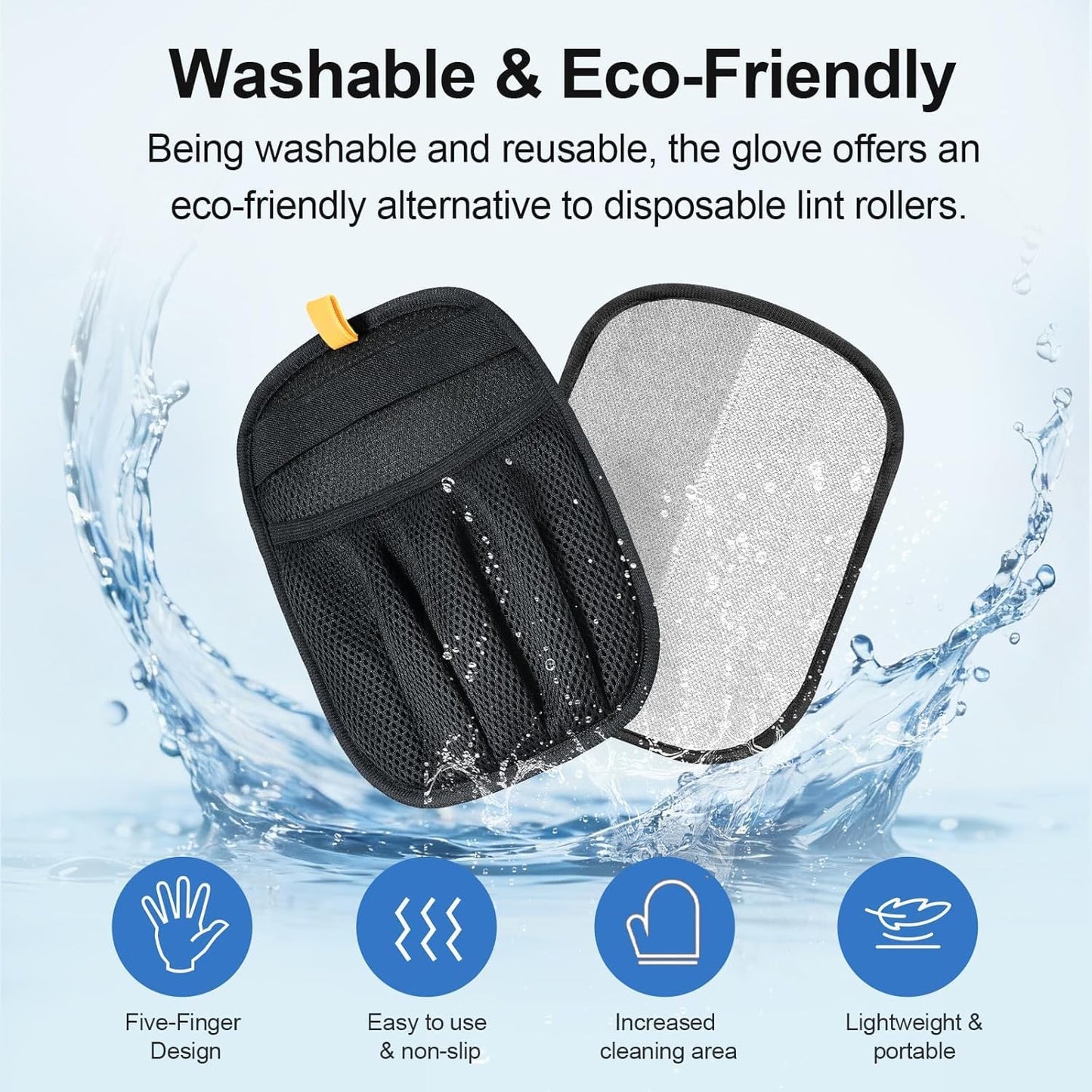 Five Finger Pet Hair Removal Glove - Black
