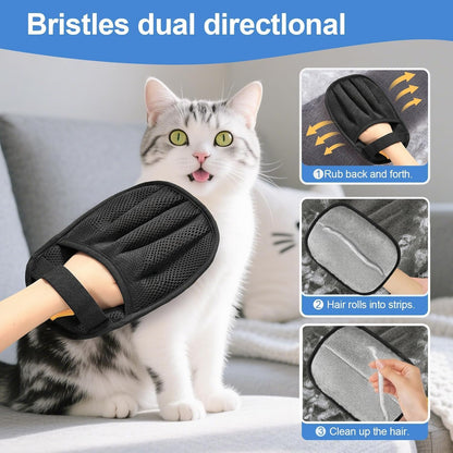 Five Finger Pet Hair Removal Glove - Black