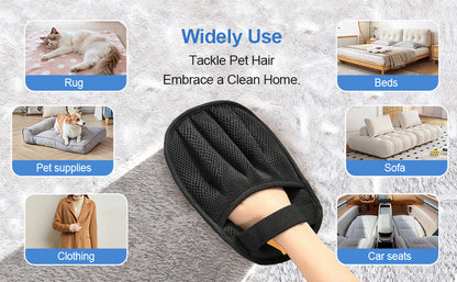 Five Finger Pet Hair Removal Glove - Black