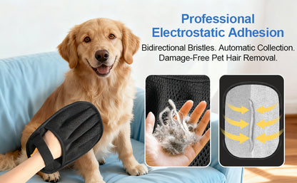 Five Finger Pet Hair Removal Glove - Black